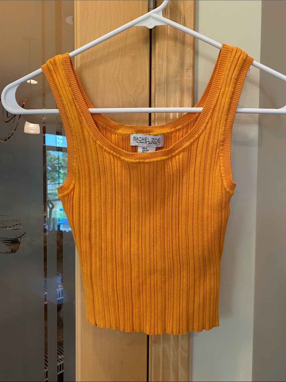 Rachel Zoe Sleeveless Crop Ribbed Tank in Bright Orange